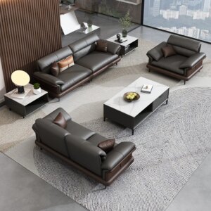 Luxury Modern Leather Office Sofa Set Commercial Furniture for Home Office and Bedroom Elegant Corner Sofa Design